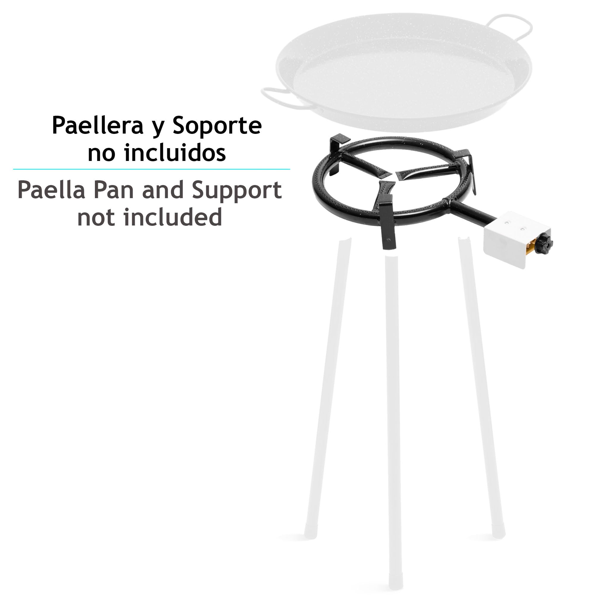 briebe Bruciatore a Gas Paellero 1 Fuoco 30 cm, Fornello per Paella, Adatto per Padelle o Paellera da 36 a 42 cm di Diametro, Regolatore di Fiamma