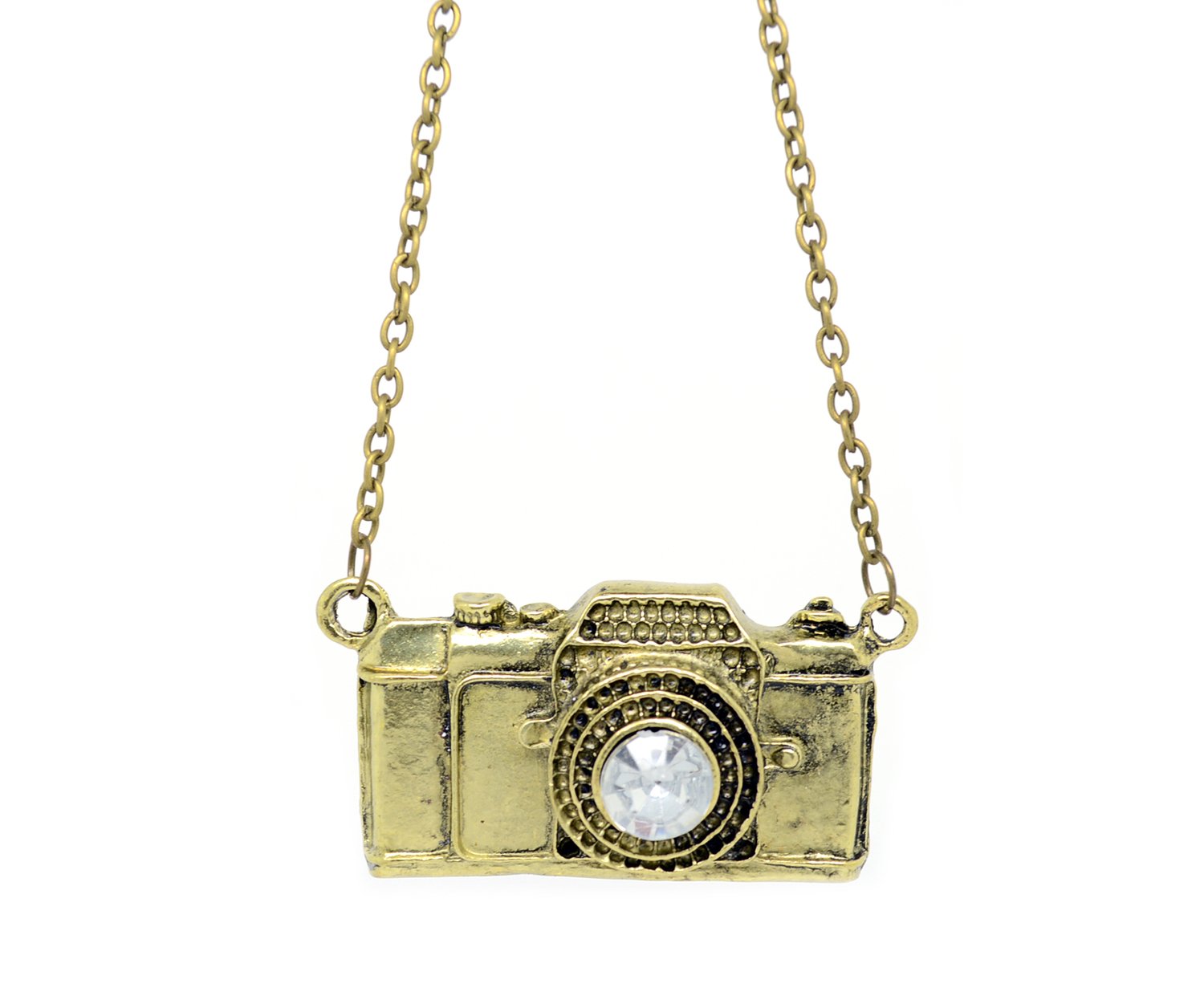 KATGIFashion Retro Camera Shaped Pendant Necklace Bronze/Brass Finish