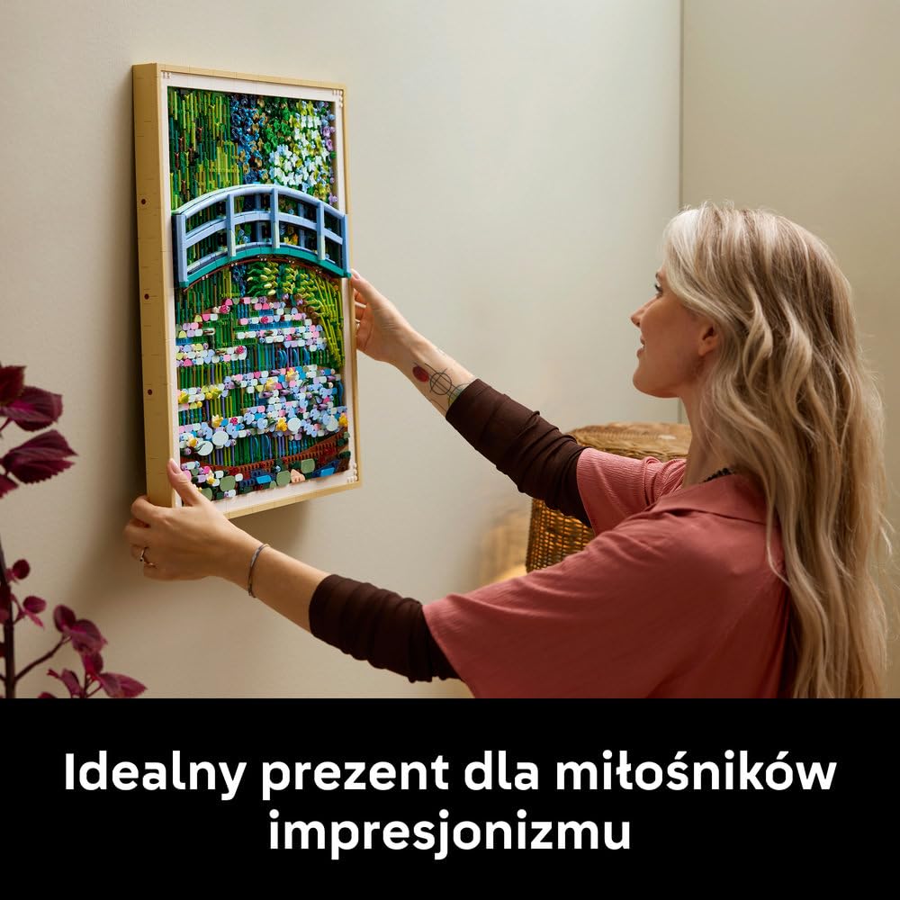 LEGO Art Claude Monet — Most nad stawem z liliami wodnymi 31220 | Obraz z klocków, zestaw konstrukcyjny dla dorosłych, prezent dla fana sztuki, ozdoba z efektem 3D, 3179 elementów