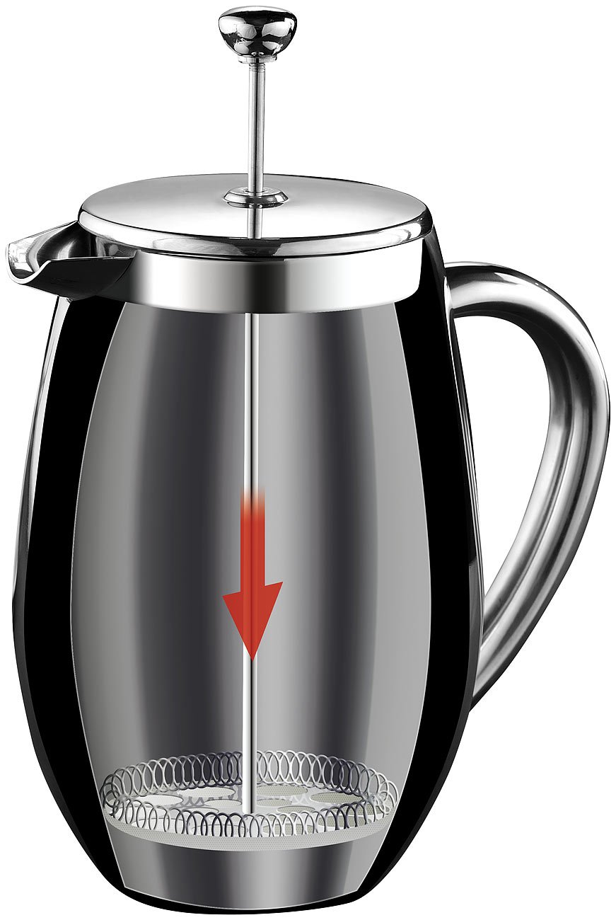 Rosenstein & Söhne Cafeteras de émbolo - Jarra de vacío: Aislado térmicamente Cafetera, Sistema de prensa francesa, acero inoxidable (Sello puede Thermo, Frenchpress, café)