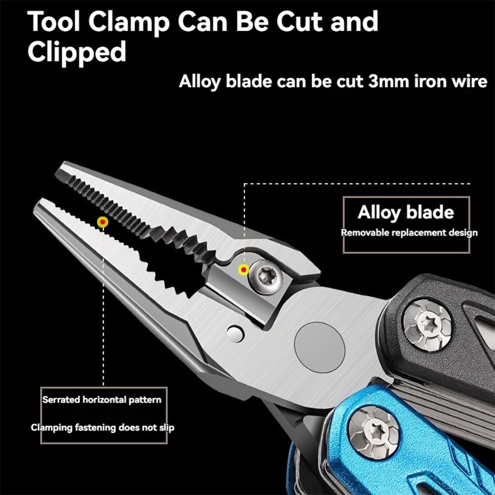 18 in 1 Multifunctional Wrench Hammer 60tools, Heavy Duty Stainless Steel Multitool Hammer with Adjustable Wrench & Pliers, Survival Kit and Camping Tools Gear,Practical Gift for Men Dad (Blue)