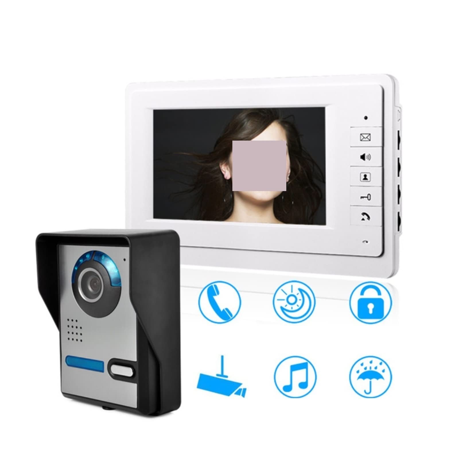 EDEDE Campanello Video senza fili, Videocitofono Di Sicurezza Kit Di Videocitofono Videocitofono Telecamera A Infrarossi Antipioggia For Appartamento Di Costruzione Di Ville Domestiche