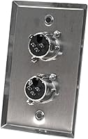 Vista 2 de Seismic Audio Conectores hembra dobles XLR de los altavoces, placa de pared del acero inoxidable