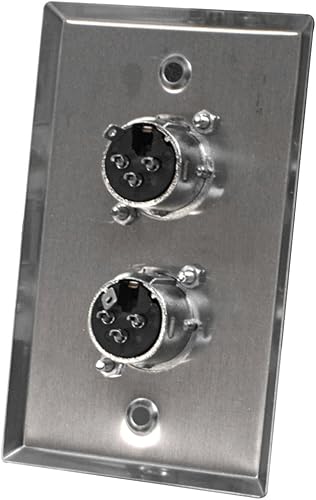 Miniatura 2 de Seismic Audio Conectores hembra dobles XLR de los altavoces, placa de pared del acero inoxidable