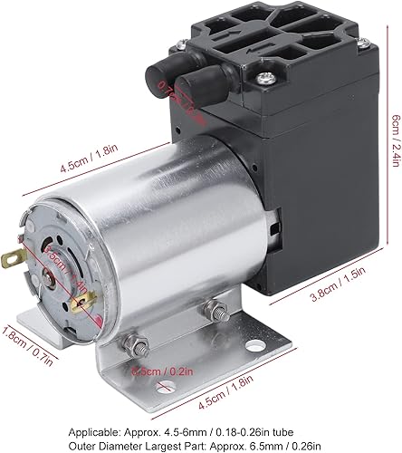 Miniatura 5 de Mini bomba de vacío DC de 12 V - Compresor de aire de bomba de micro diafragma de 6 W, bomba de succión de aire de presión negativa de aluminio para
