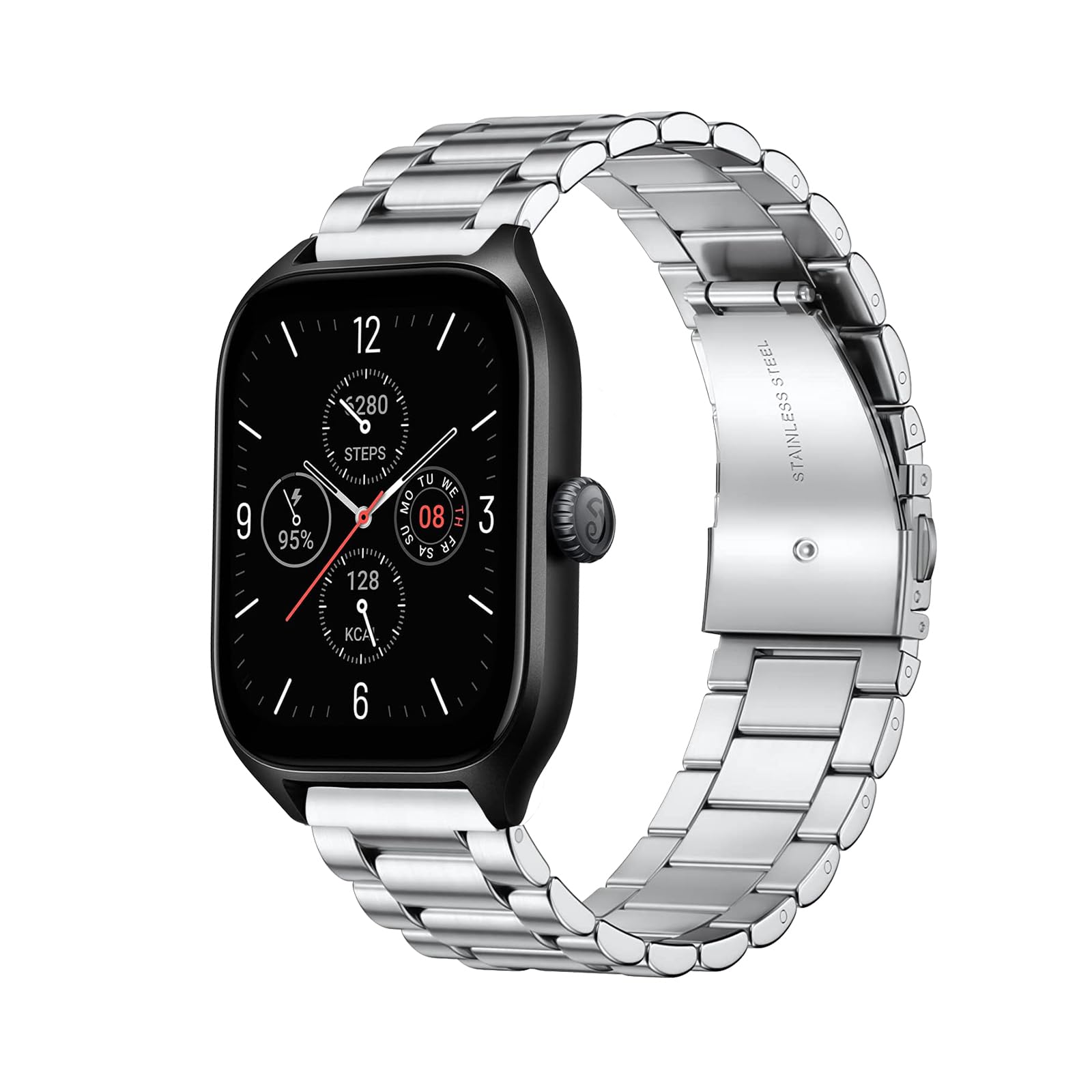 20mm Strap Compatible with Amazfit GTS 4/GTS 4 Mini/Bip 3/Bip 3 Pro, Men Women Stainless Steel Replace Band for Amazfit GTS 3/GTS 2 Mini/GTS 2/GTS 2e/GTS/GTR 42mm/Bip, Silver