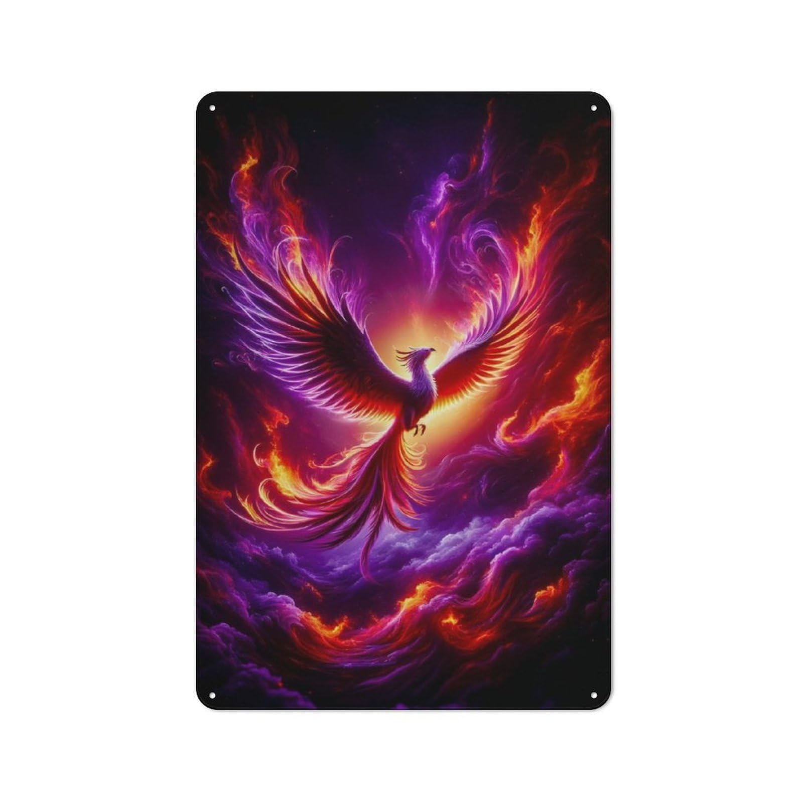 Junmoney Red And Purple Phoenix For Garden Room Or Summerhouse, Vintage Tin Sign 30X20cm, A Metal Wall Feature For Garden Rooms And Summerhouses