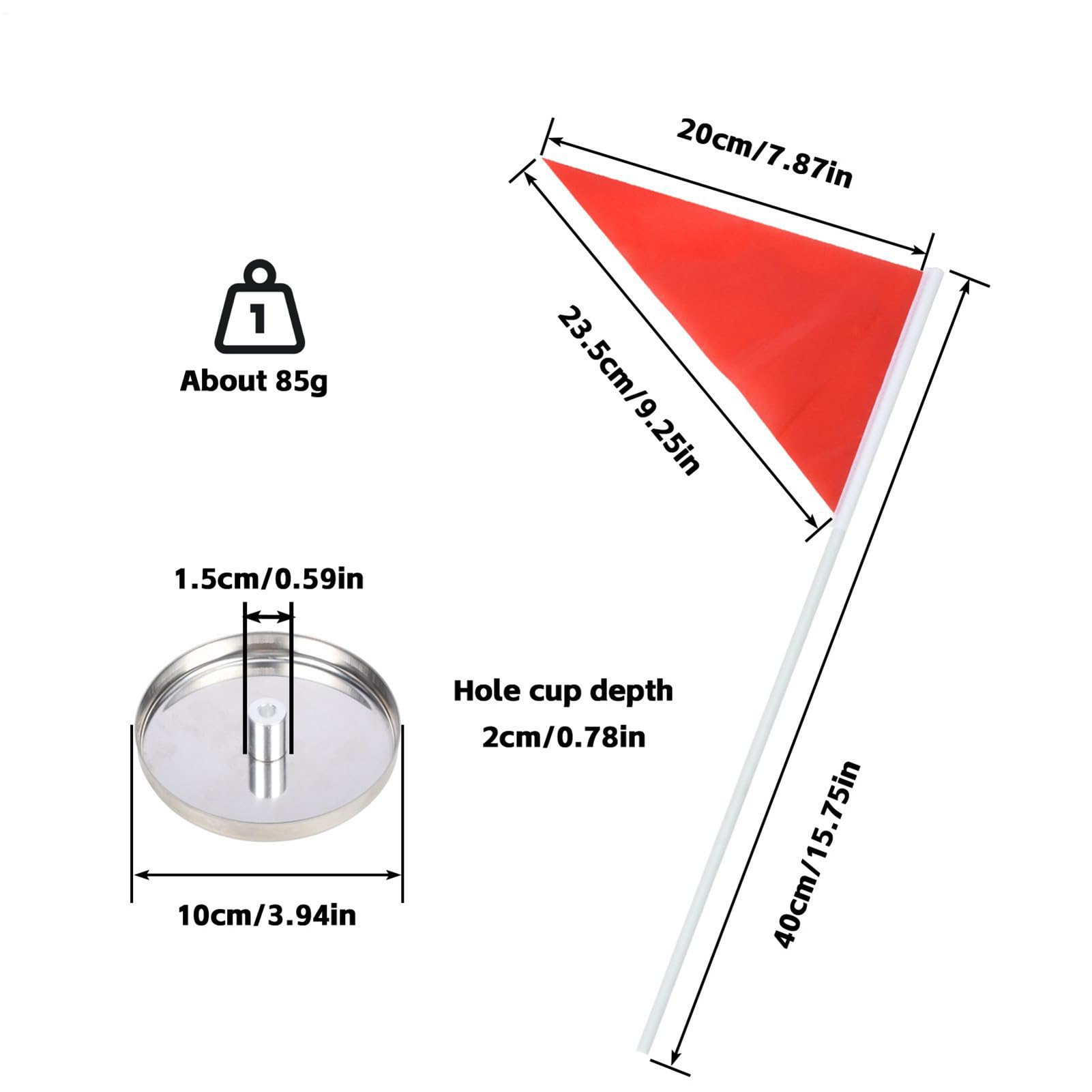Golf Hole Cup and Flag, Putter Training Aid Set, Golf Practice Equipment, 15.75x7.87 Inches Insertable Flagstick, Target Cup for Lawn, Yard, Home, Indoor, Driving Range Tournament