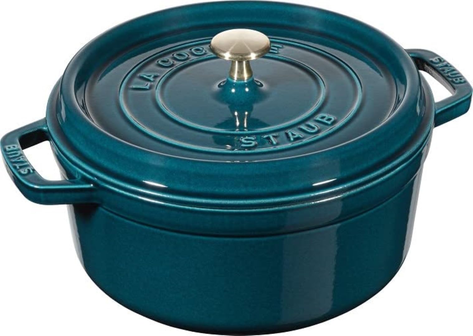 STAUB Cocotte, Gusseisen Bräter mit Deckel, 28 cm, 6,7 L, Rund, Alle Herdarten inkl Induktion, Made in France, Petrol-Blau
