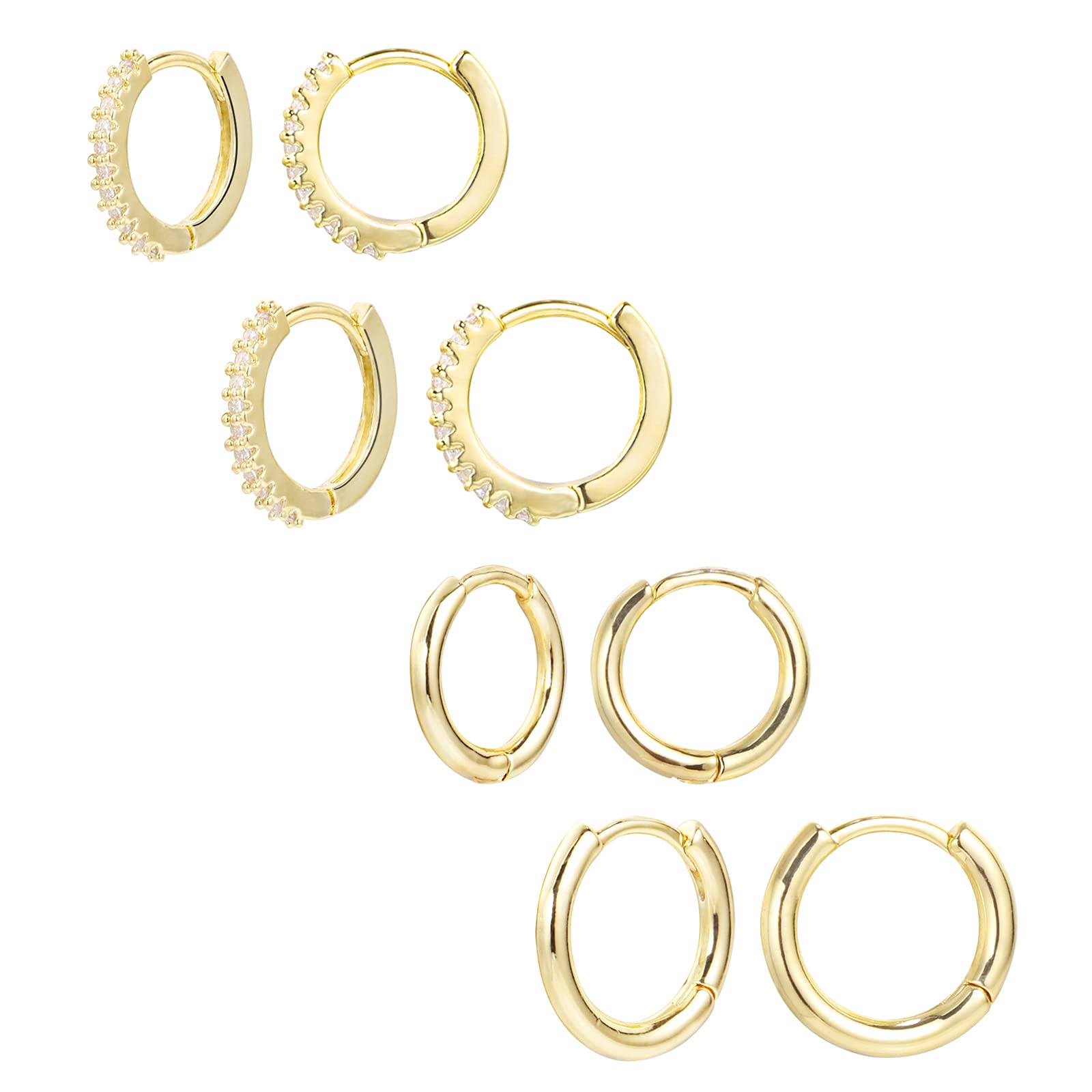 ALEXCRAFT 4 Paia Orecchini a Cerchio Argento 925 in Oro 14K/Oro Ipoallergenici per Fori Multipli con Confezione
