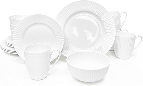Vajilla de porcelana china de ceniza de hueso fina, juego de 16 piezas, servicio para 4, apto para microondas, no se astilla, juego de uso diario,
