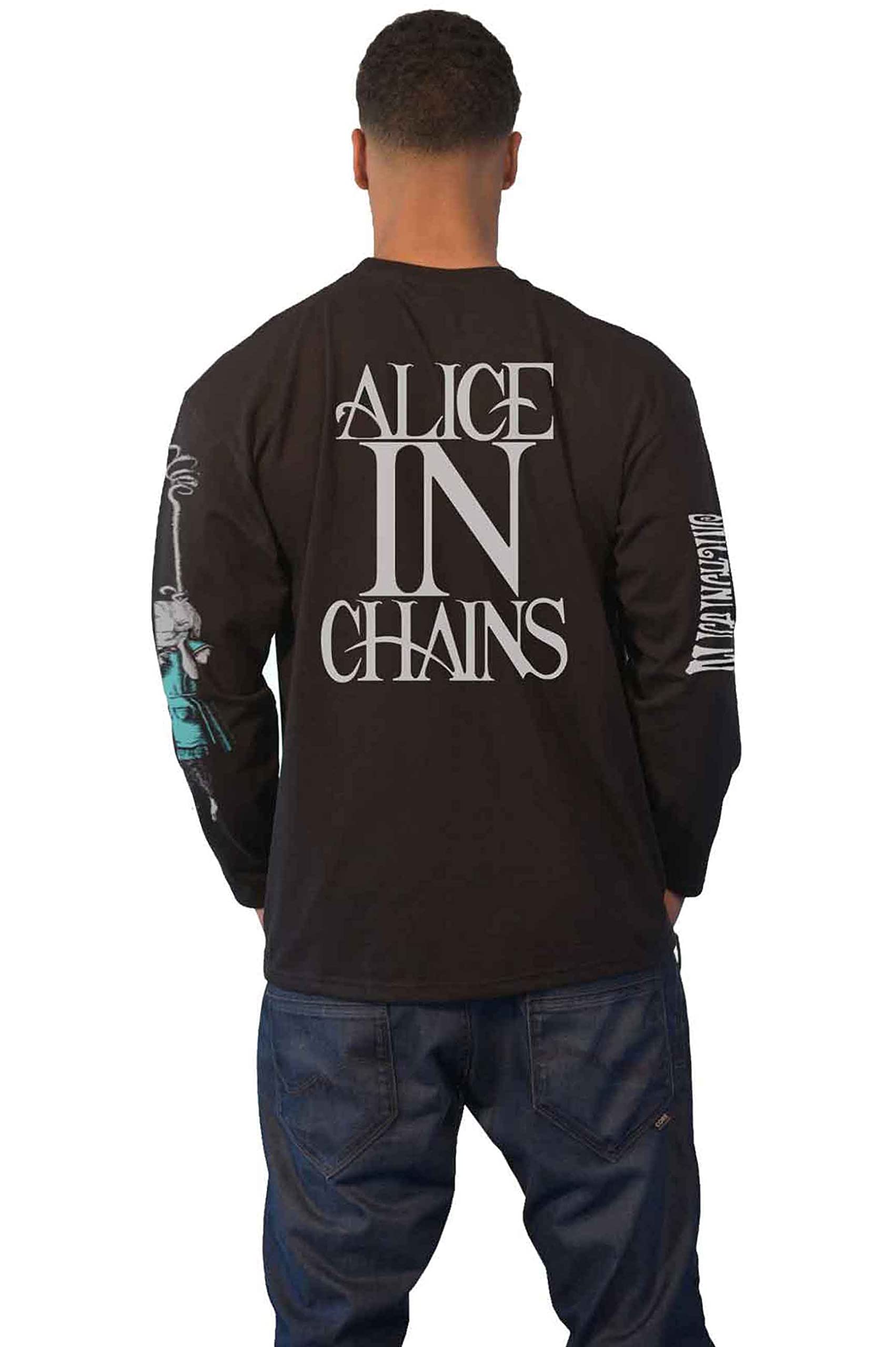 Alice In Chains T Shirt Wonderland Band Logo Nue offiziell Herren Schwarz Long M