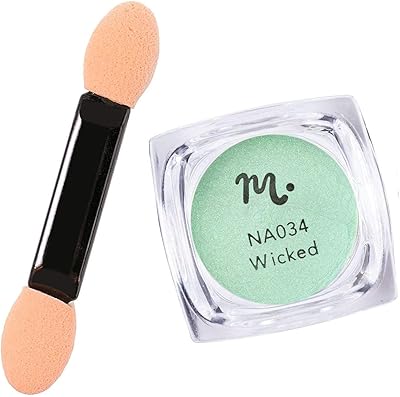 Maniology Nail Art Powder, Ultra Fine Smooth Shiny and Sparkly Pigment for Manicure (Wicked White/Green Iridescent)
