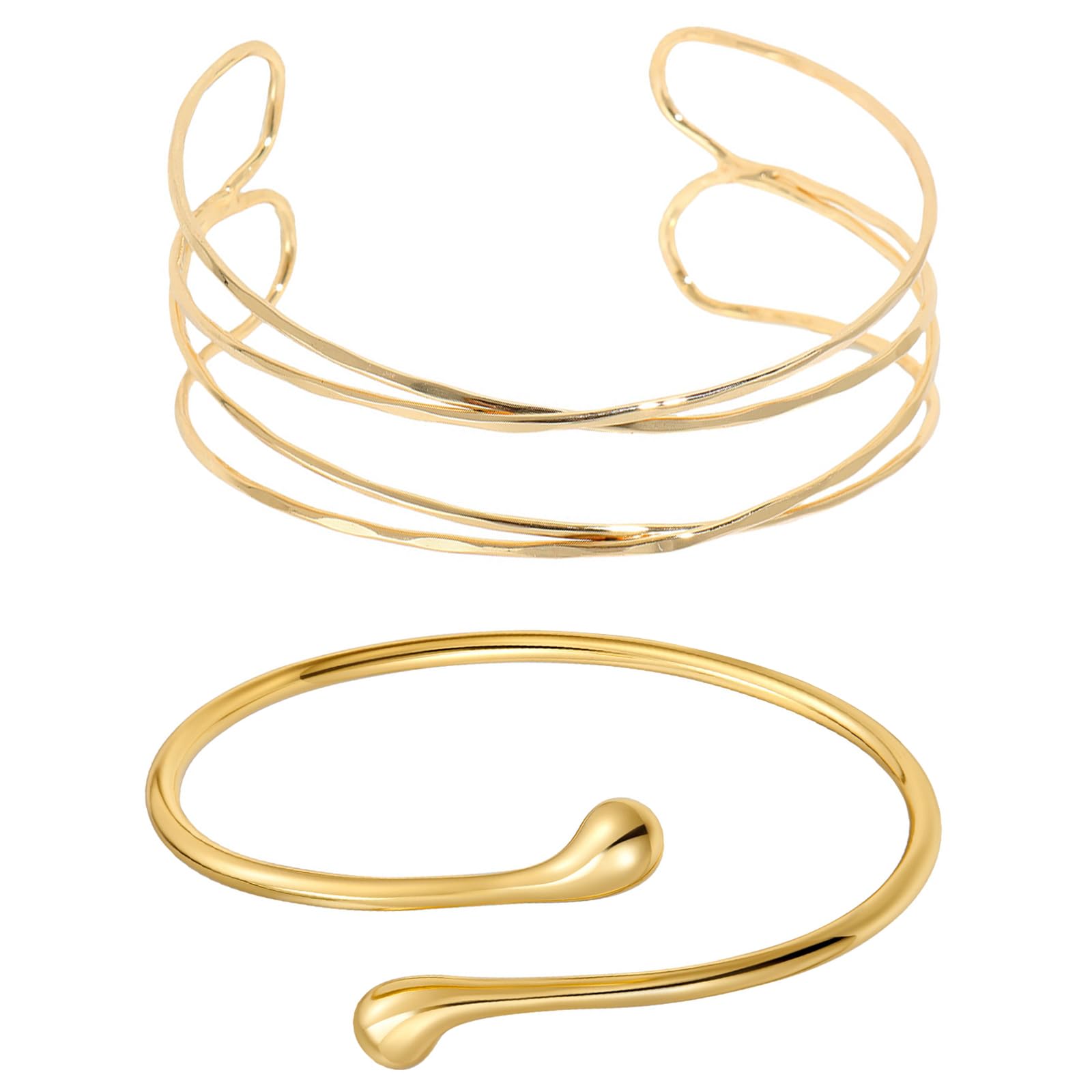 2 Bracciali A Spirale Regolabili Per Braccio Superiore - Gioielli Minimal In Lega Di Zinco, Color Argento, Per Donne