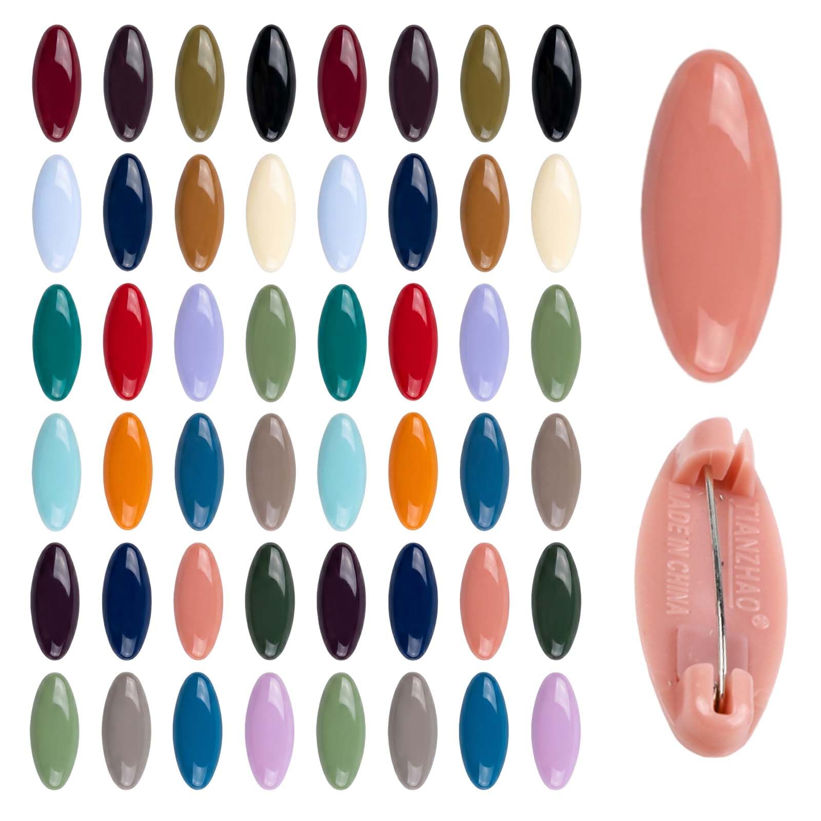 Merzio 48 Pcs Hijab Pins for Women, Colorful Plastic Scarf Safety Pins, Durable Hijab Clips and Nappy Pins for Clothes, Shawls, and Brooches Decoration