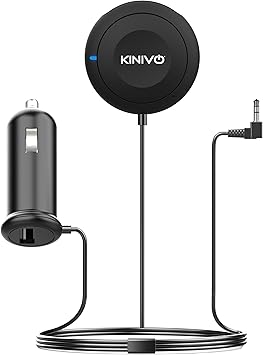 Kinivo BTC450 Bluetooth Car Kit Hands-Free, AUX Bluetooth Adapter for Cars with Ground Loop Noise Isolator, 3.5mm Aux Input, Apt-X