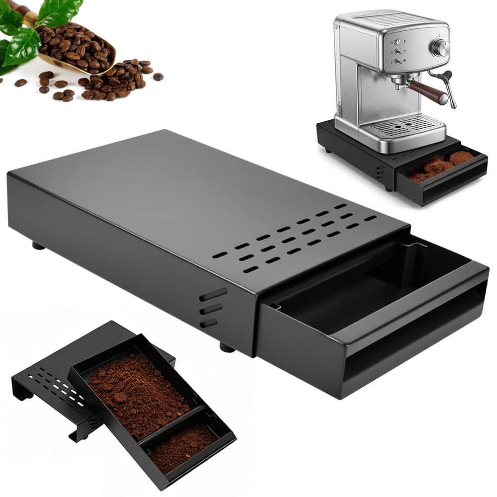 Xygobla Coffee Knock Box Drawer,Detachable Coffee Knock Container Drawer Stainless Steel Thickened Pull Out Single Knocks Boxes Coffee Residue Powder Box for Home,Office,Restaurant,Cafe,Kitchens