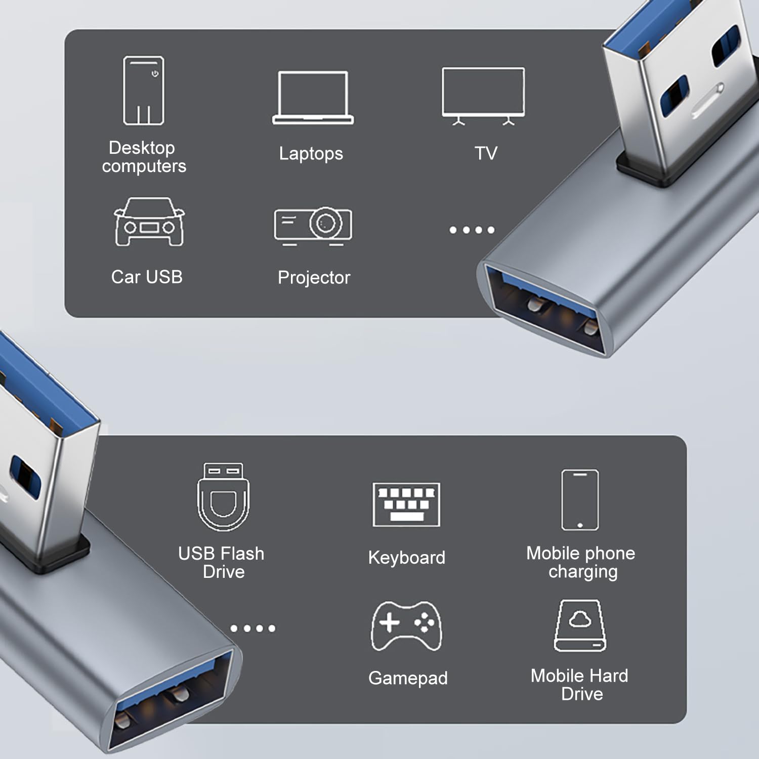 AOUZOVLI USB 3.2 Winkelstecker 90° – 4 Stück Set, Perfekt Für PC, Laptop & Datenübertragung