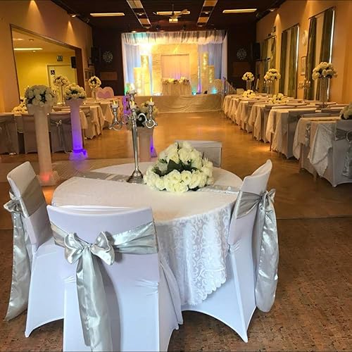 Miniatura 6 de Paquete de 50 bandas de satén para sillas de boda, lazos negros, 7 x 108 pulgadas, bandas de tela de cinta para banquetes, fiestas, hoteles,