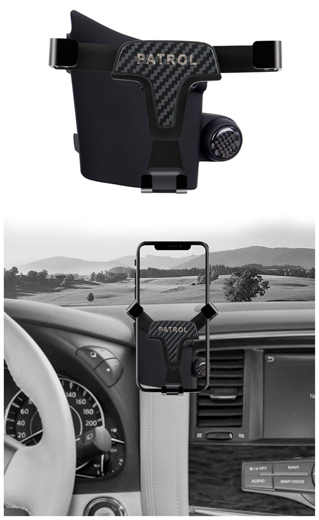 Car phone holder With balm essence dedicated to Patrol Y62 2013-2019 year gravity holder stable car communication holder(Ordinary phone holder)
