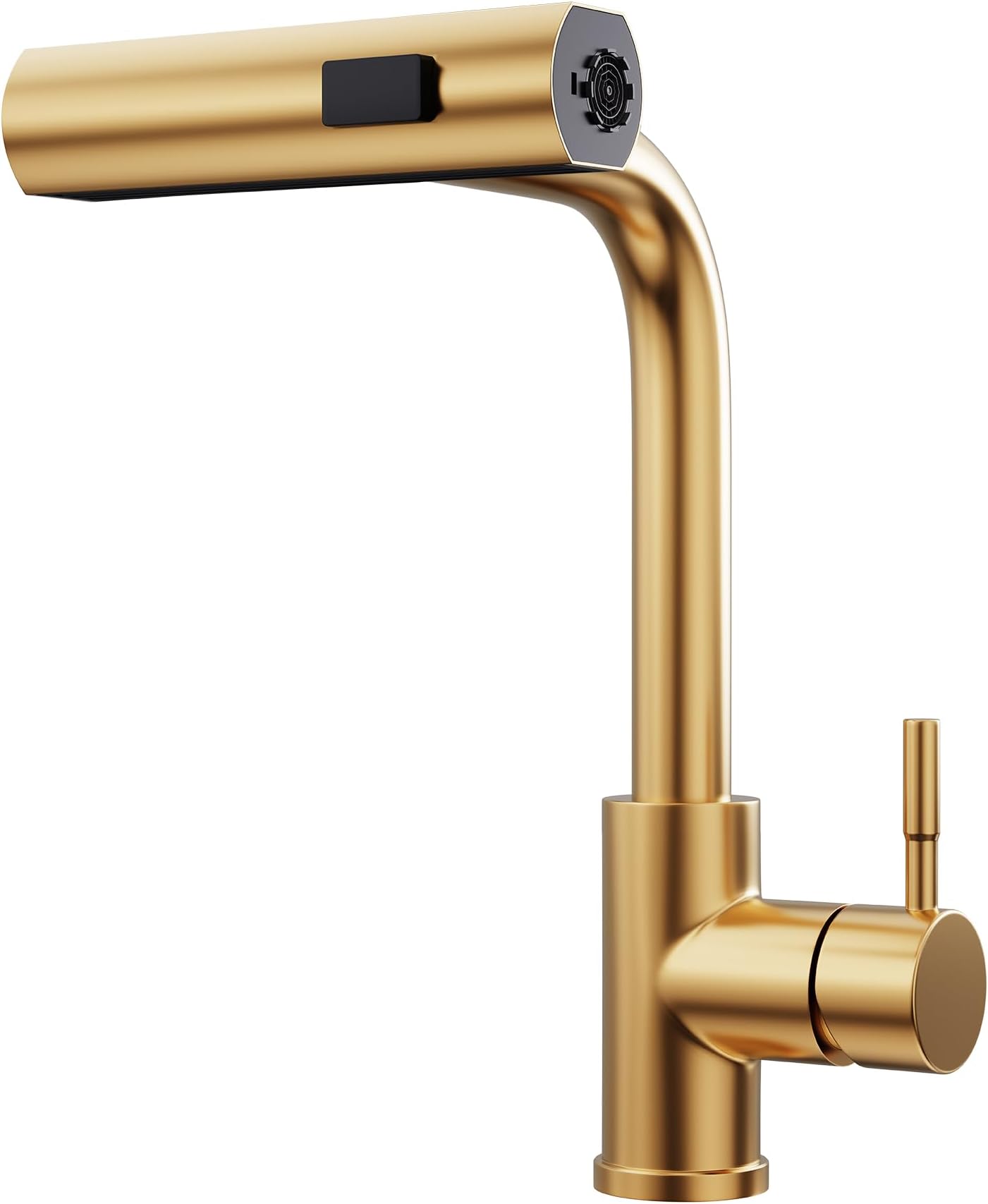 GIMILI Brushed Gold Kitchen Faucet with Pull Down Sprayer, Waterfall 15“ High Single Handle Kitchen Sink Faucets