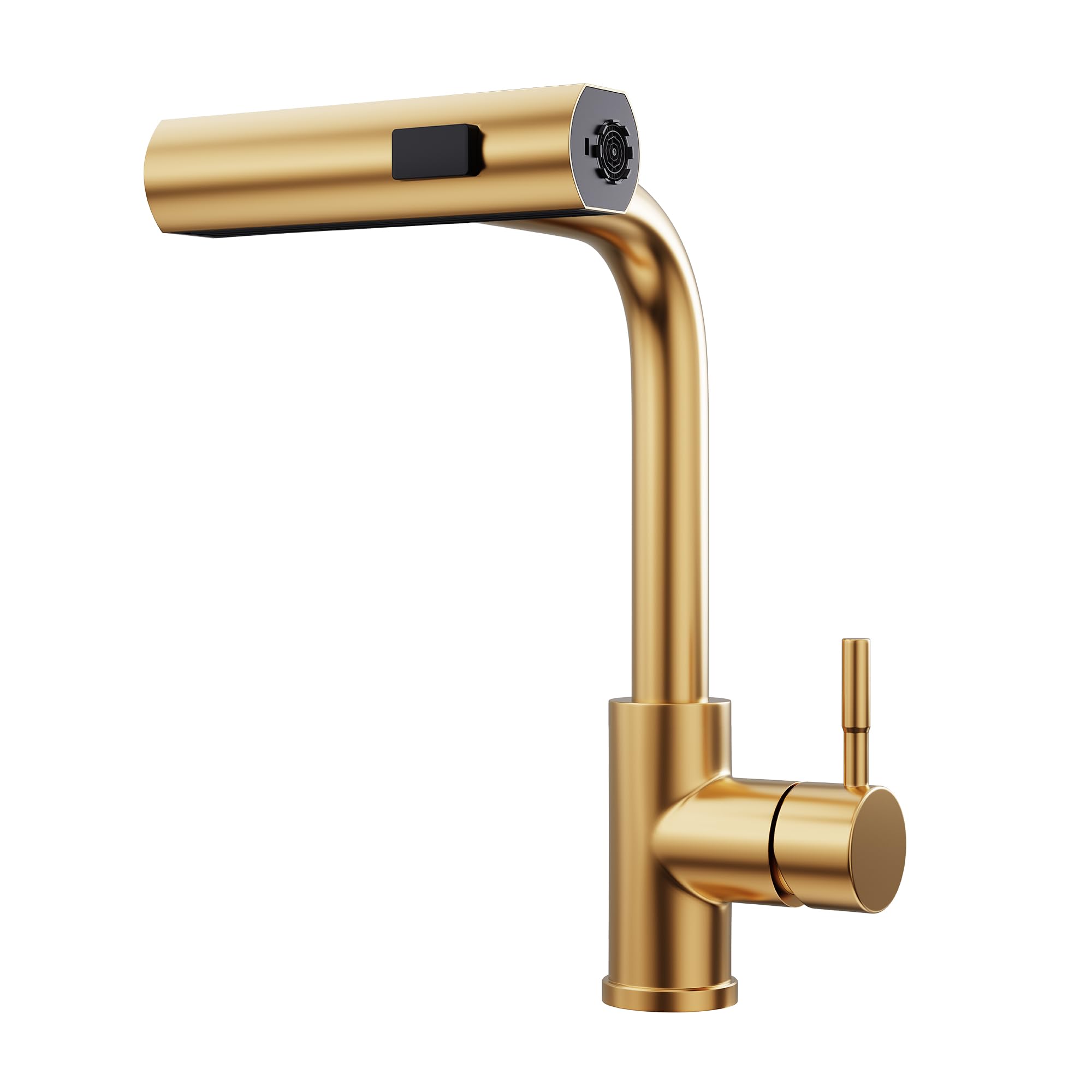 GIMILI Gold Waterfall Kitchen Faucet with Pull Down Sprayer Single Hole Handle Kitchen Sink Faucets Commercial Modern Faucets for Pull Down Sprayer Kitchen Sinks