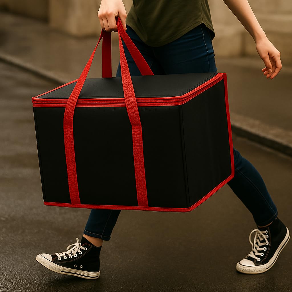 musbus 2 Pack Jumbo Chillout Thermal Tote, Foldable Insulated & Reusable Food Delivery Bag for Groceries, Potlucks, Sundries & More Cooler Bag