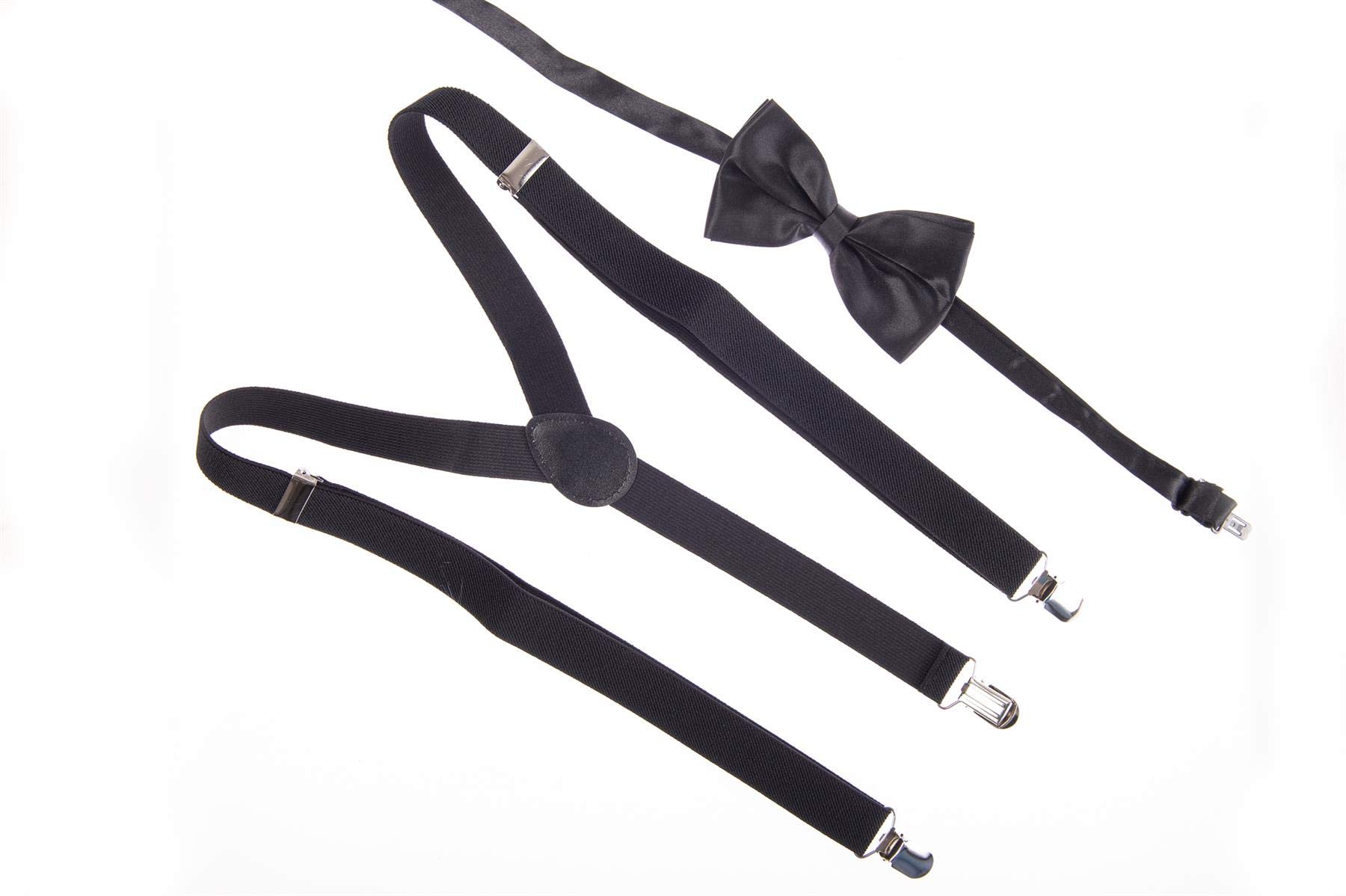 PARLEX Brace and Bow Tie Set Adjustable Mens Trouser Braces Suspenders Y shape with Strong Clips