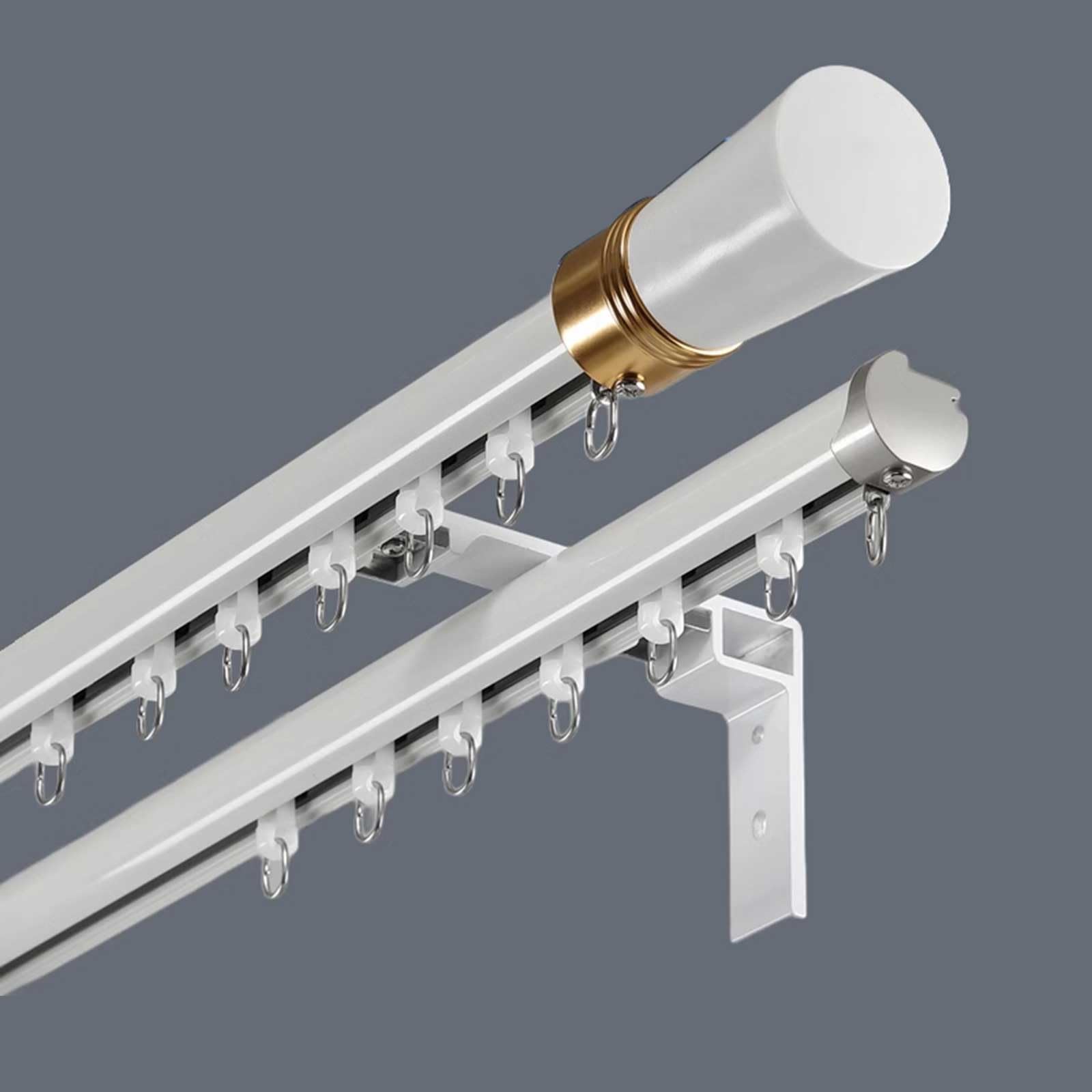 Riel para puerta corrediza de granero de aluminio grueso resistente, sistema de polea silenciosa de doble fila, rieles blancos de 6 m para separadores de habitaciones y decoración del hogar, ideal