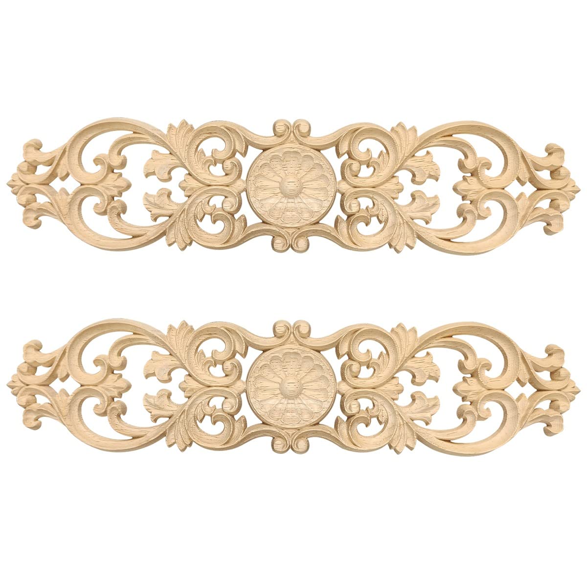 CTRLZS 30Cmx7Cm Woodcarving Decals Carved Corner Flower Home Decoration Cabinet Door Bed Decorative Patch Onlay Wood Applique