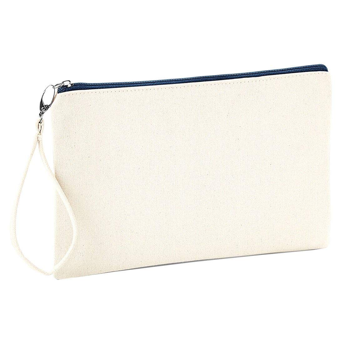 Unisex Cross Body Shoulder Strap Shopping Grab Handle Cotton Canvas Messenger Bag Natural Navy One Size
