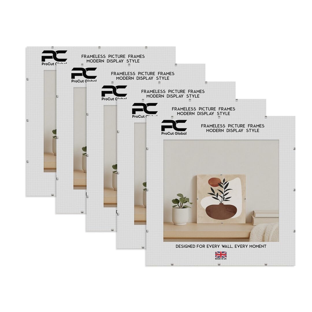 Procut Global 23x23" Frameless Clip Picture Frames For Photos - Pack of 5