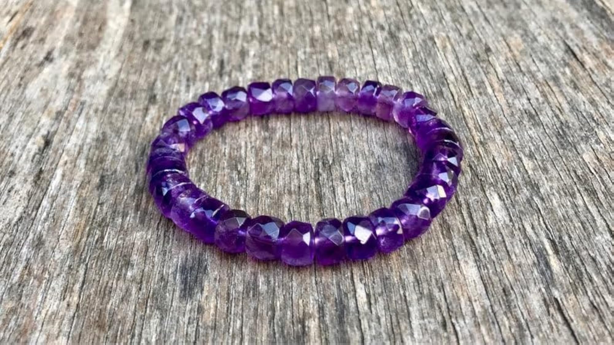 Natural Amethyst Gemstone Stretch Bracelet, Unisex Gift