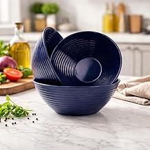 G CRAFT Melamine Serving Bowls | Multipurpose Bowl Set | Mixing & Serving Bowls | Unbreakable, Lightweight, Food-Grade, Dishwasher Safe | Set of 3 (1000 ML Each) (Blue)