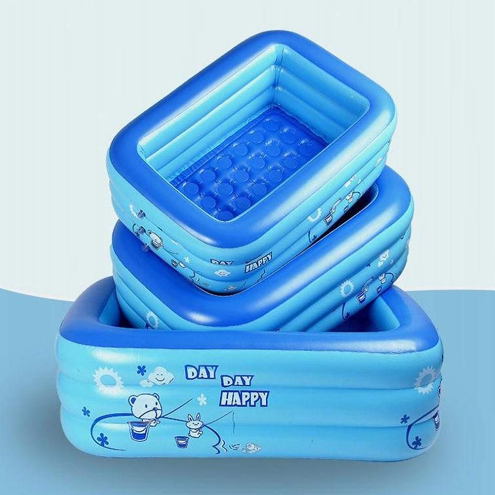 SIXRUN Piscina Rectangular Inflable para Niños de 120/130 Cm, Piscina Infantil de PVC Duradera para Uso Doméstico del bebé, Ideal para Nadar y Jugar (Blue)