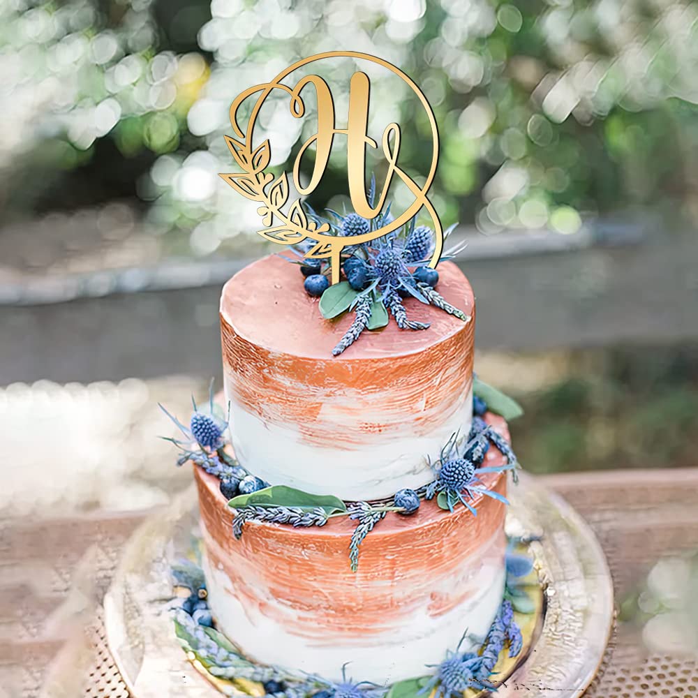 Amazon.com: KISKISTONITE Initials H Cake Topper - Monogram, Rustic