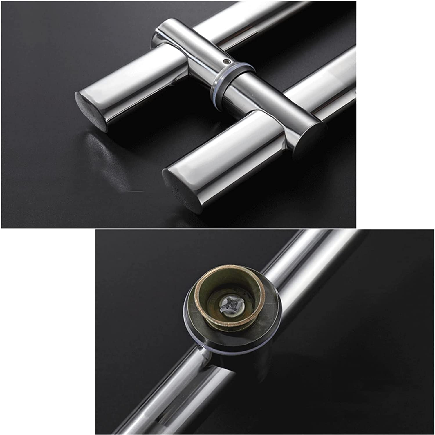 RAN Manija de Puerta de Ducha de Acero Inoxidable de 24" / 31", Barra de Mango de Puerta de Servicio Pesado, Adecuado for Puerta de Madera/compuesta Manillas (Color : Silver, Size : 60cm)