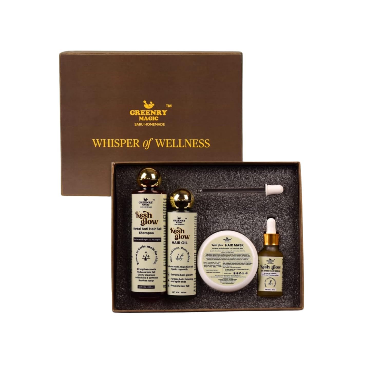 Kesh Glow Hair Care Gift Box | Herbal Anti Hair Fall Shampoo, Hair Oil, Hair Mask & Serum | Natural Hair Strengthening & Growth Kit | 4-in-1 Wellness Combo for Men & Women-image-28