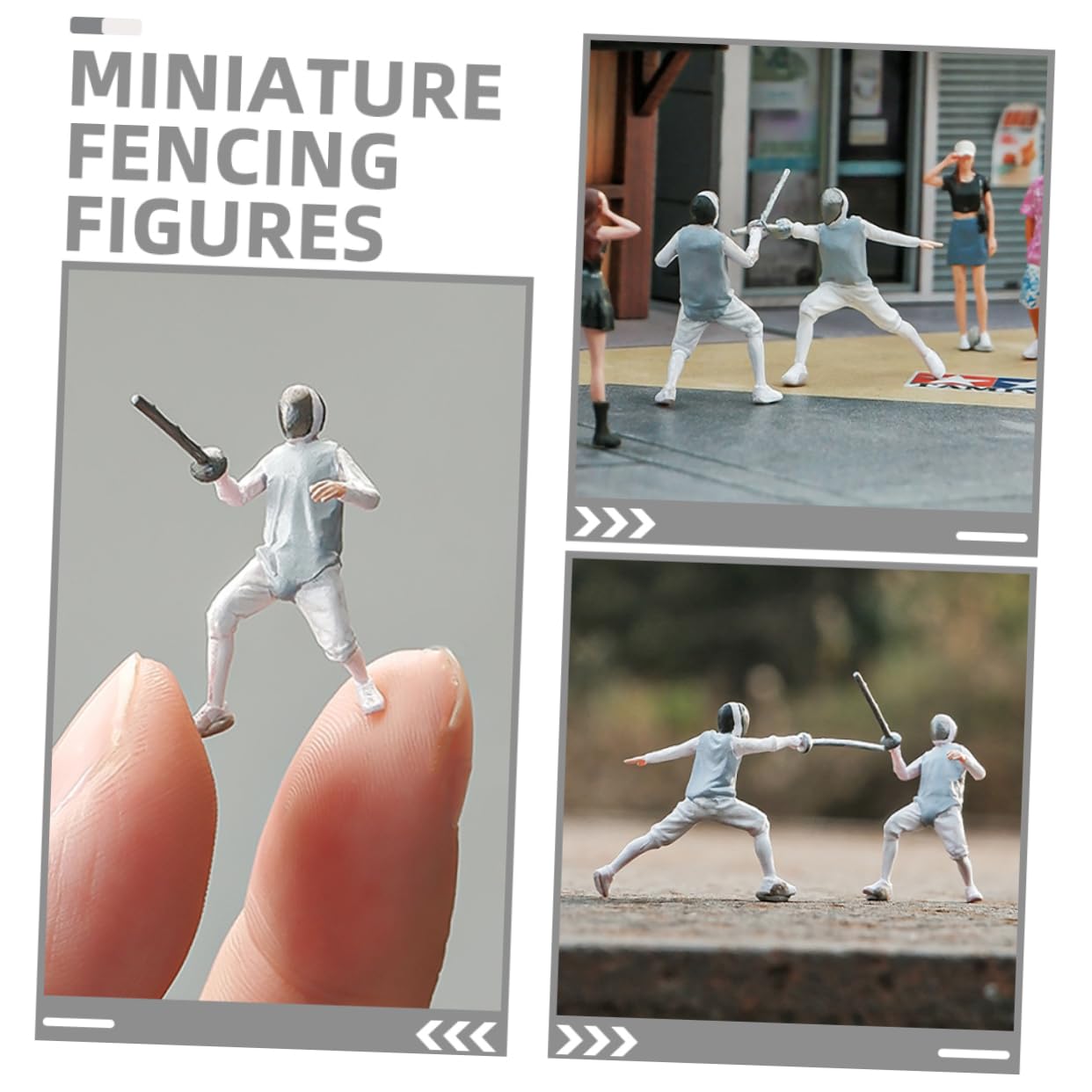 Sosoport 2pezzi Persone Minuscole in Scala per Scherma Figure di Modelli di Partite in Resina Decorazioni per Diorama da Tavolo Accessori per Scene in Miniatura Modelli Dipinti Mano