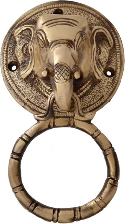 Two Moustaches Elephant Face Brass Door Knocker