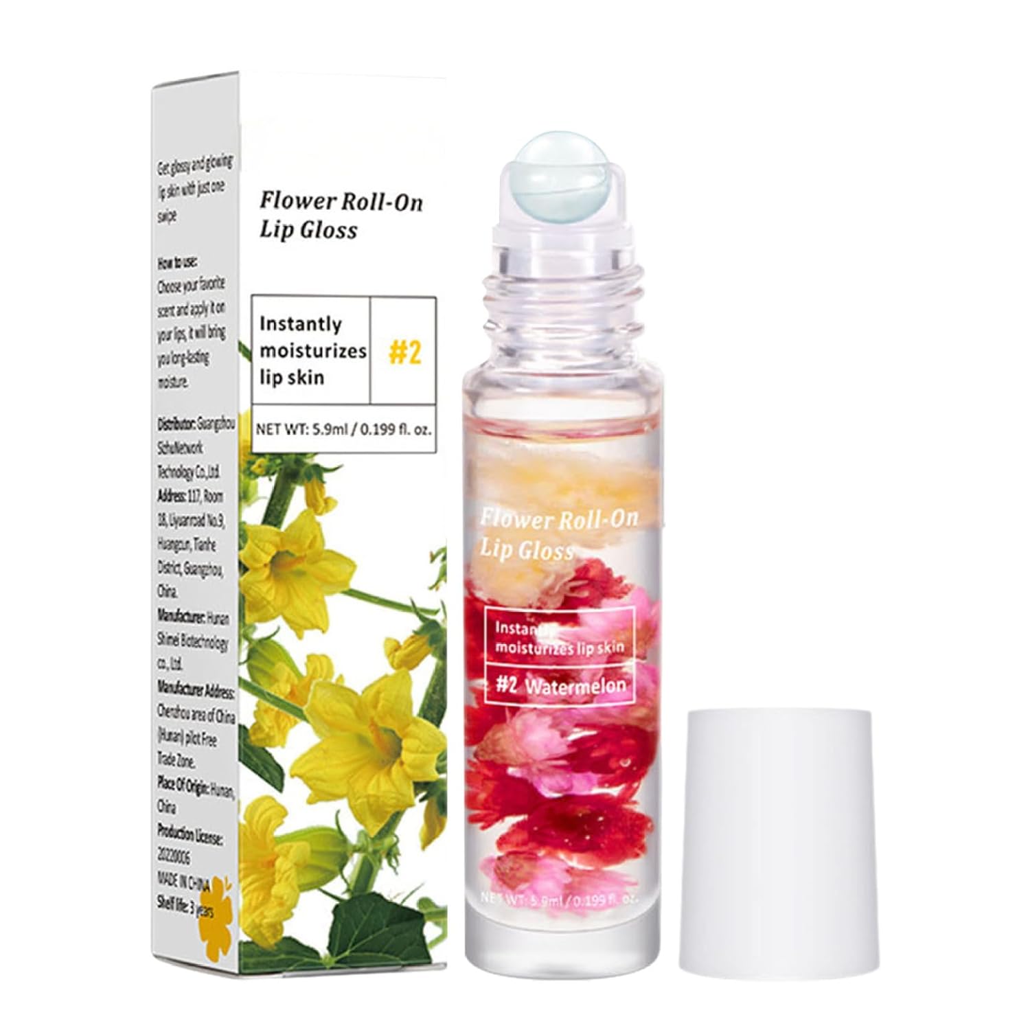 Lip Gloss Roll On Hydrating Shiny Lip Gloss for Women Daily Non-Sticky Moisturizing Care Watermelon One Size