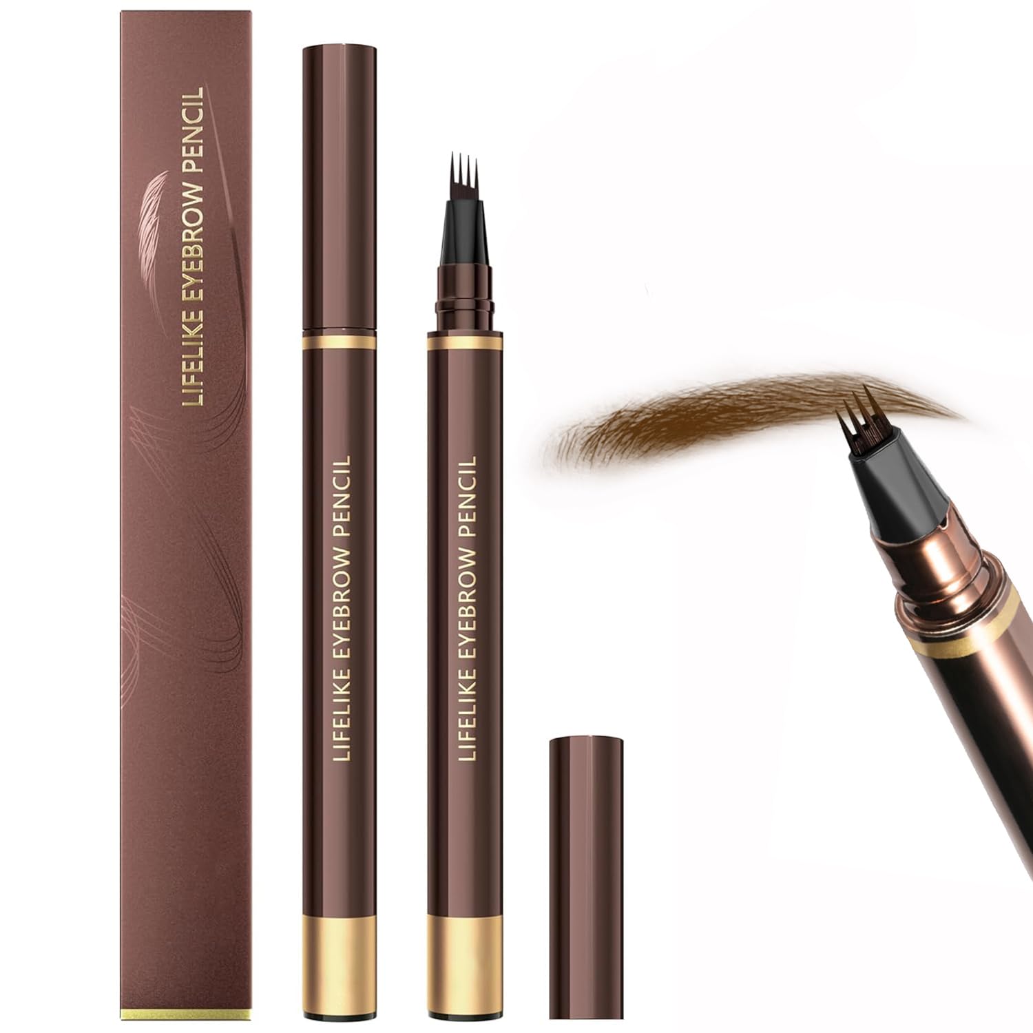 Tiejdhr 4 Tip Precise Eyebrow Pencil, Long-Lasting Waterproof Microblading Eyebrow Pens, Four-Stroke Eyebrow Pen, 0.1mm Soft Nib, Smooth Liquid Flow