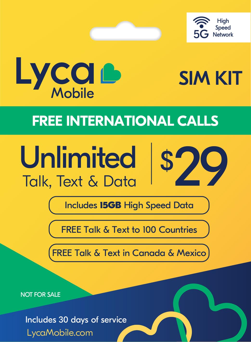 Lyca Mobile USA Prepaid 5G/4G SIM Card | $29 Plan | Unlimited Talk, Text & Data | 15GB High Speed Data (10GB Hotspot) | 30 Days