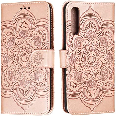 COTDINFOR Compatible with LG Velvet Wallet Case Leather Flip Case Slim Mandala Embossed Design with Card Holder Magnetic Closure Case for Samsung LG Velvet/LG Velve 5G Mandala Rose Gold LD