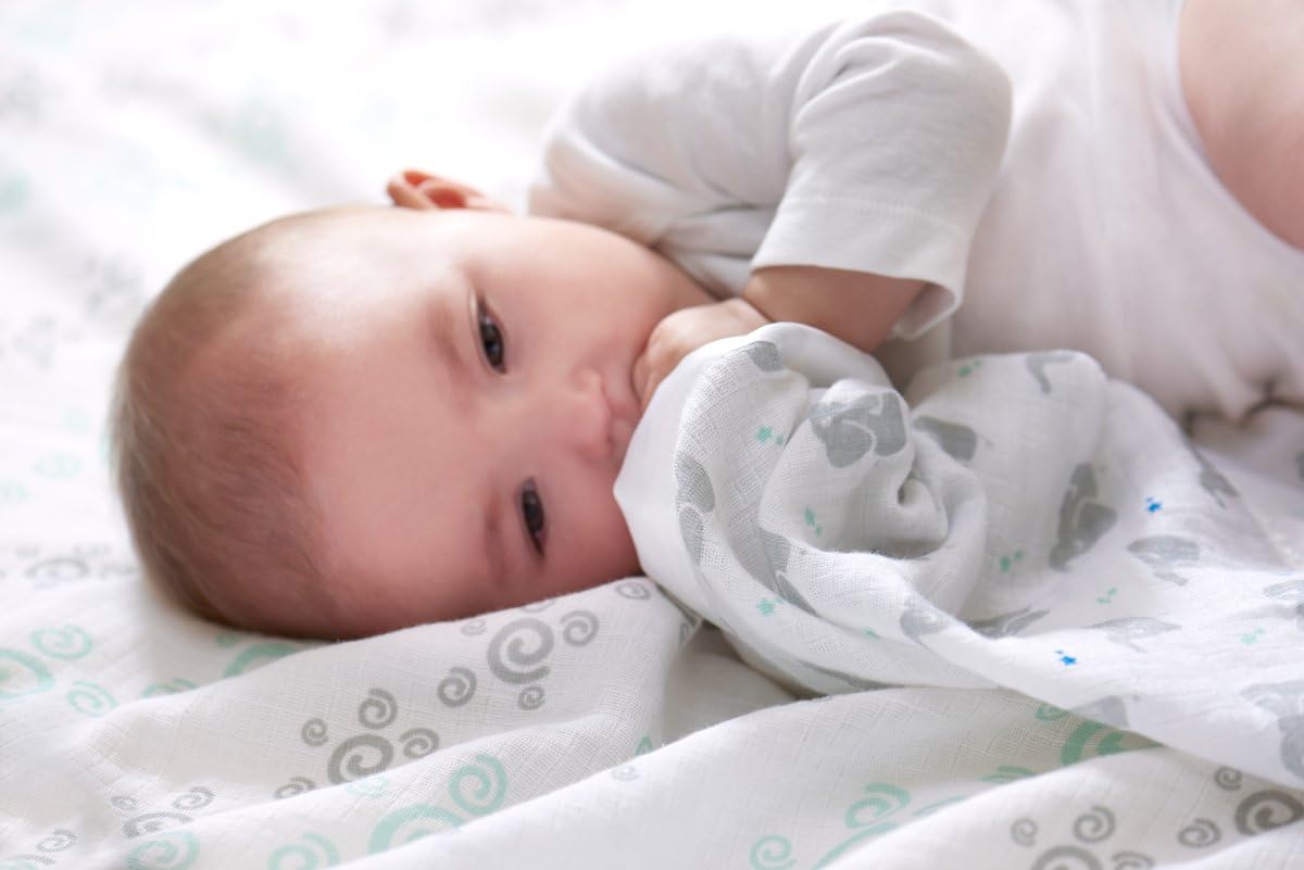 aden + anais essentials Swaddle Blanket, Muslin Blankets for Girls & Boys, Baby Receiving Swaddles, Newborn Gifts, Infant Shower Items, Toddler Gift, Wearable Swaddling Set, 4 Pack, Baby Star-Elephants : Baby