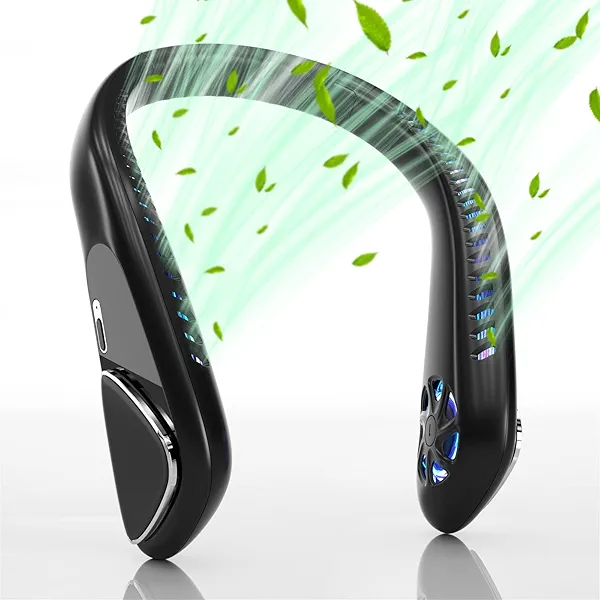Kternay Bladeless Neck Fan - 6000mAh Portable Neck Fan with 3 Wind Speed,USB Rechargeable Personal Fan, Hands-Free Design USB Fan - Ideal for Outdoor Activities and Travel