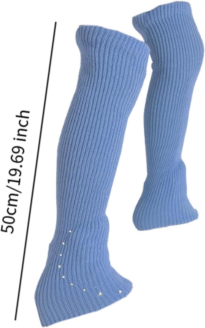4x Figure Skating Leg Warmers Skating Socks High Footless Socks Knit Long Leg Warmers for Women Training Workout Cold Weather