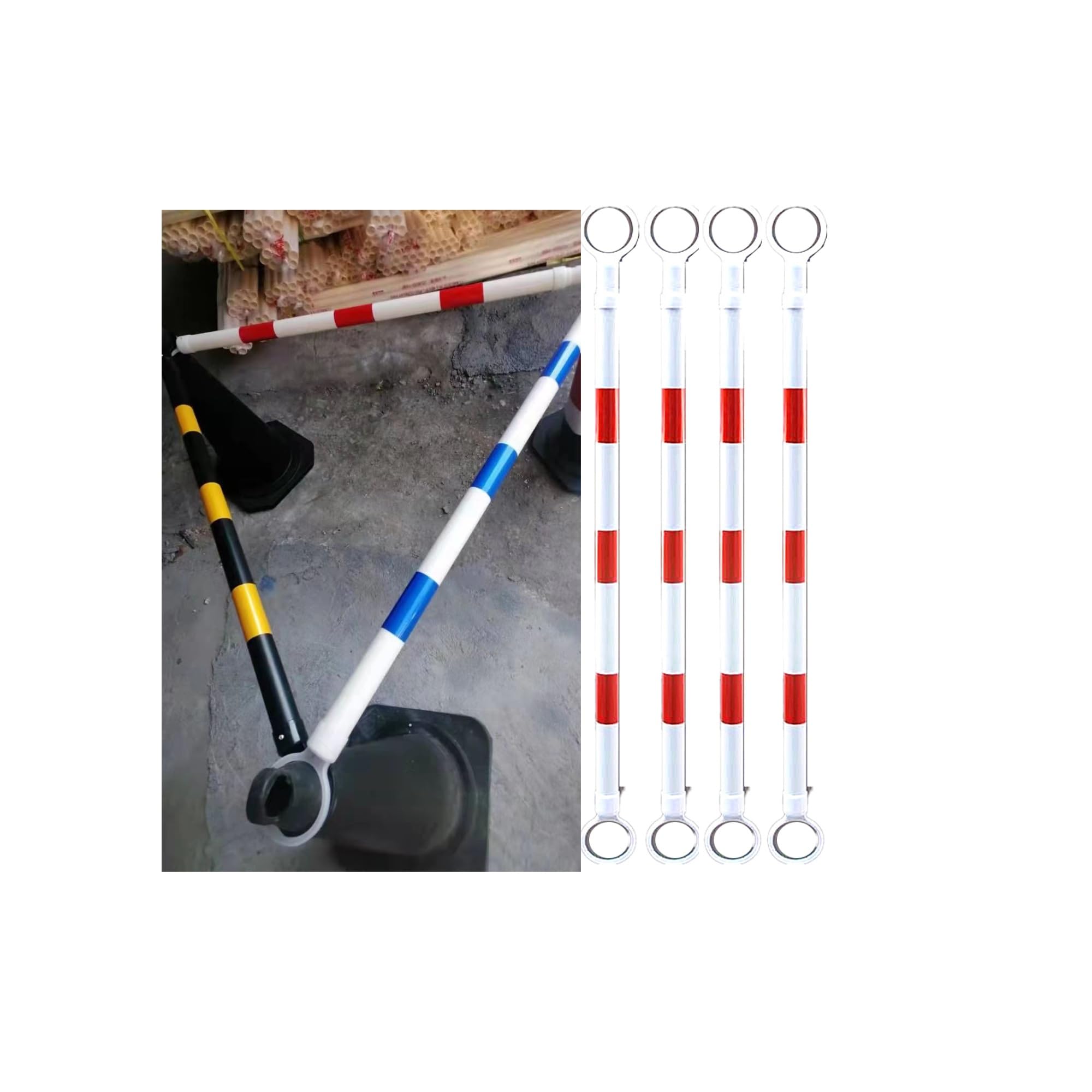 SGKOMN Reflective Adjustable Traffic Cone Barrier Bar, Lightweight & Reusable Crowd Control Safety Barrier, Red 1.25m-2m(4.1ft-6.56ft)-15PCS