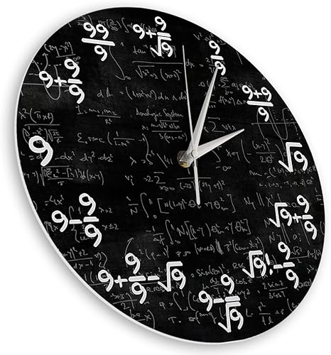 Miniatura 3 de The Geeky Days The Nines - Reloj de pared silencioso de matemáticas número 9 reloj de pared moderno reloj de ecuación matemática de fórmulas de los