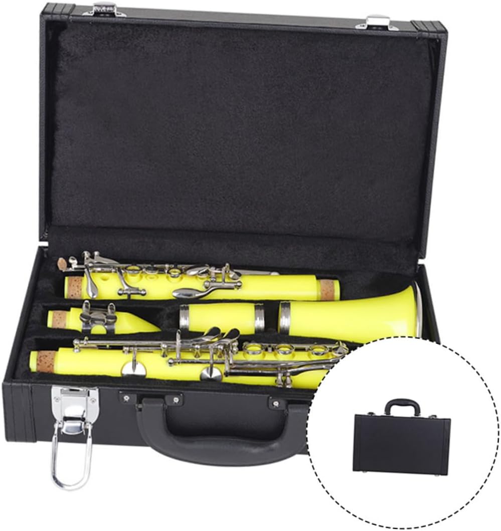 Black Shockproof Hard Clarinet Case with Padded Lining Leather and Carrying Bag for Instrument Storage and Travel Protection